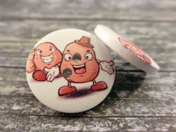 Kartoffeln Männchen Knopf Ohrstecker Holz Potato